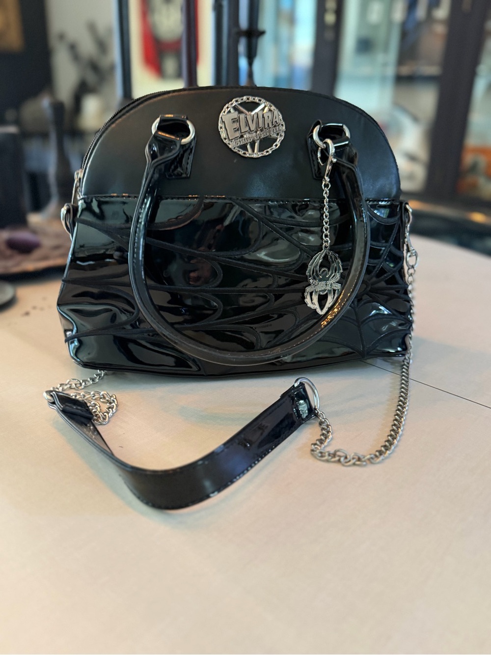 Kreepsville 666 x Elvira “Macabre Mobile” Black Collection Spiderweb Handbag